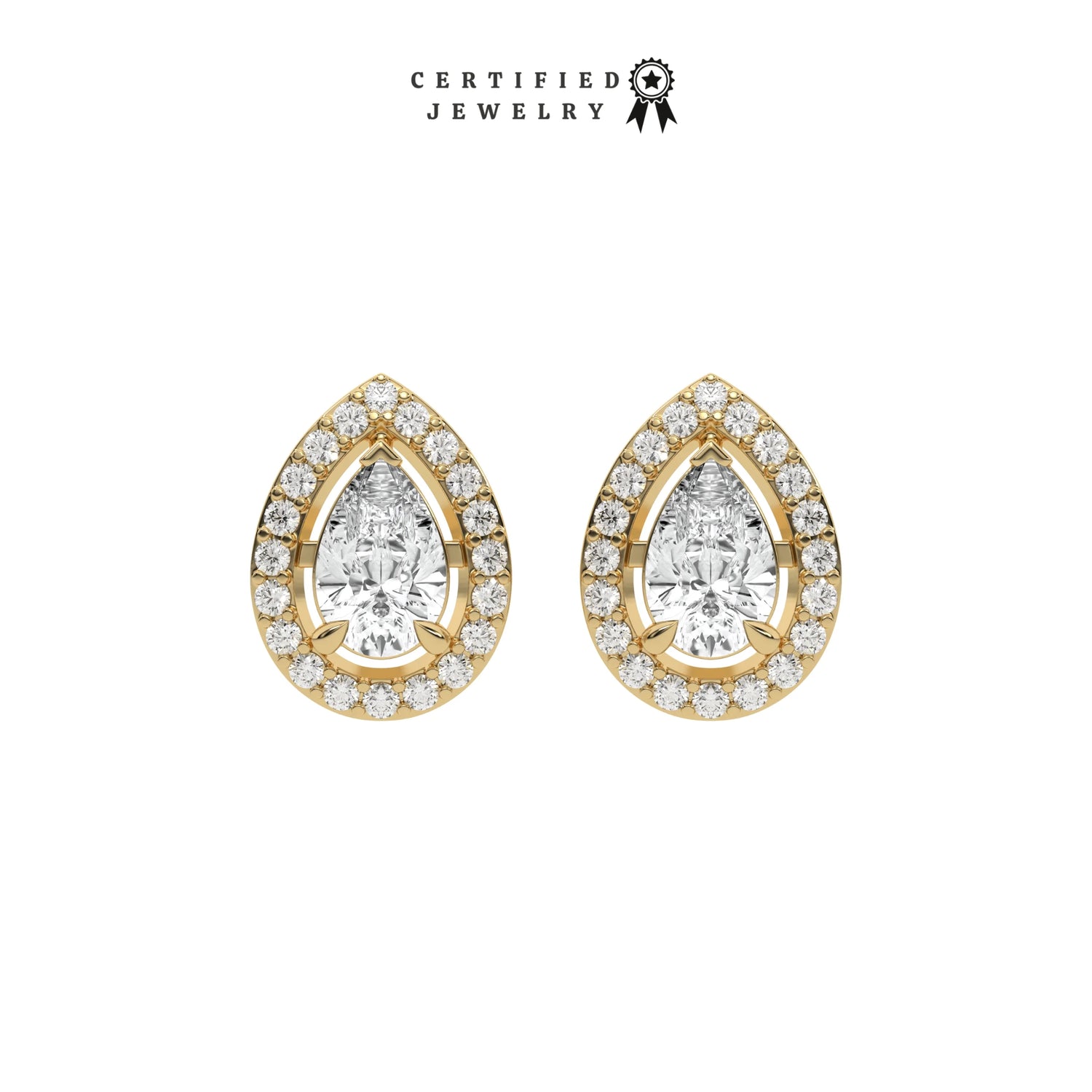 2 CT Lab Diamond Pear Cut Halo Earrings