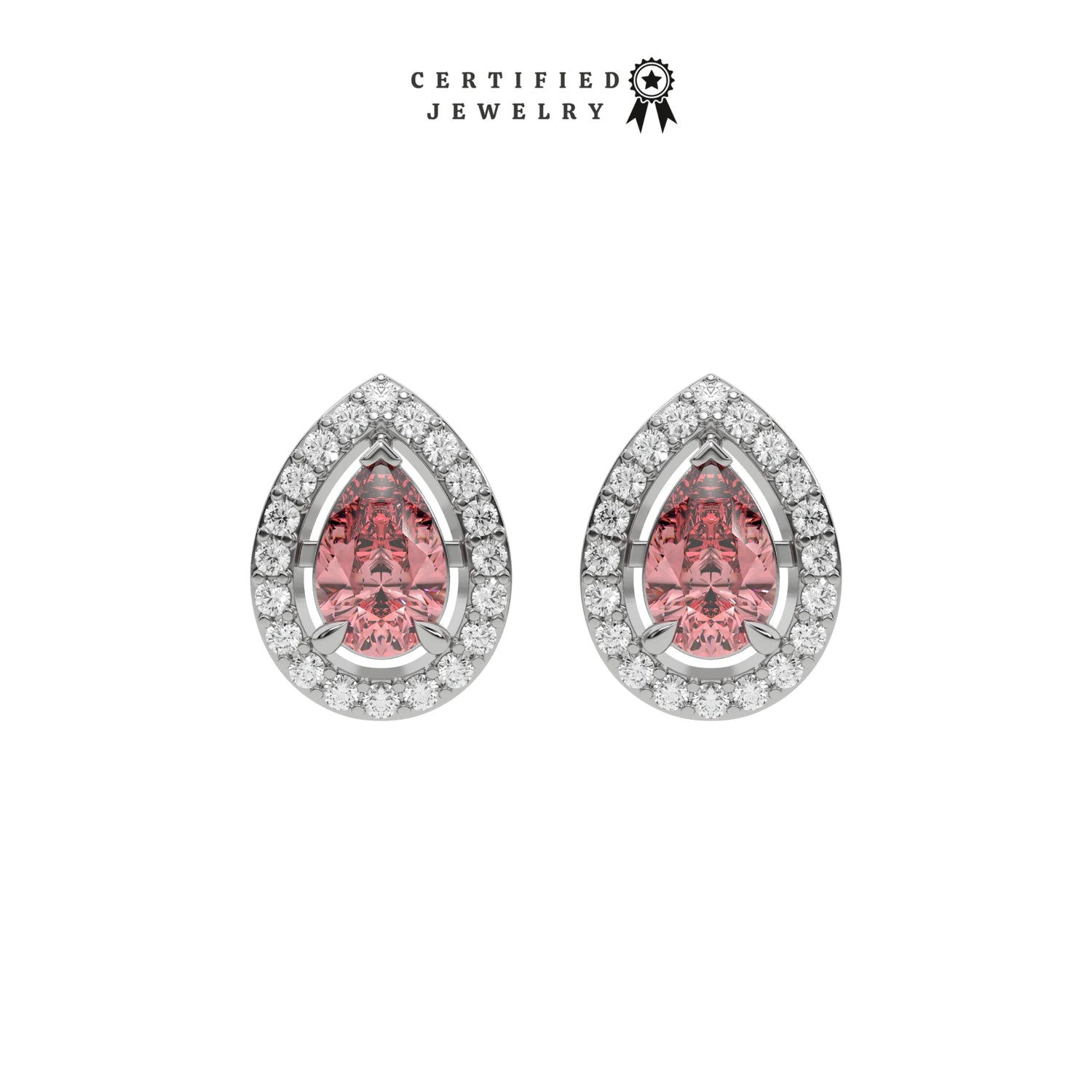 6 CT Fancy Pink Diamond Pear Cut Halo Earrings