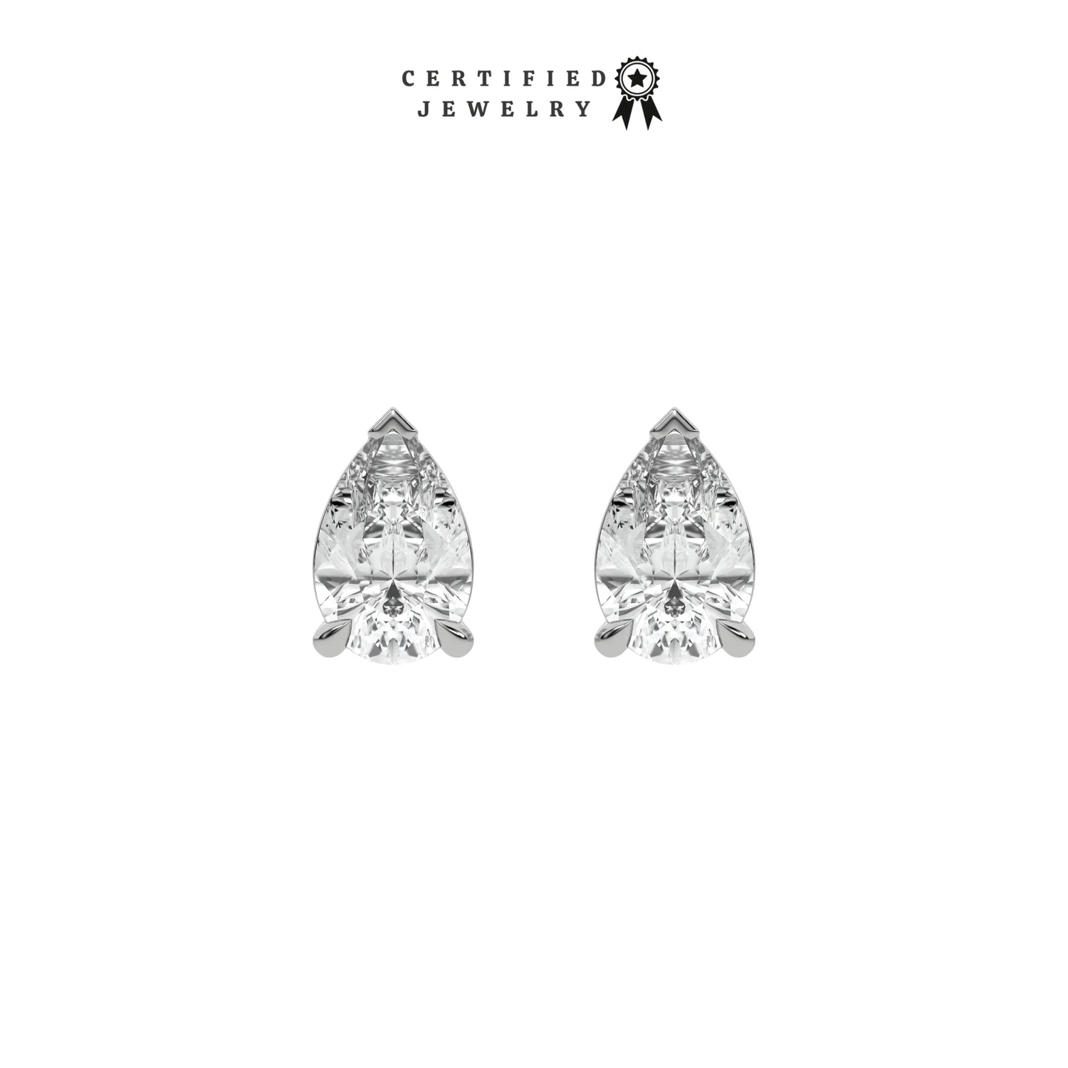 2 CT Natural Diamond Pear Shaped Solitaire Studs Earrings