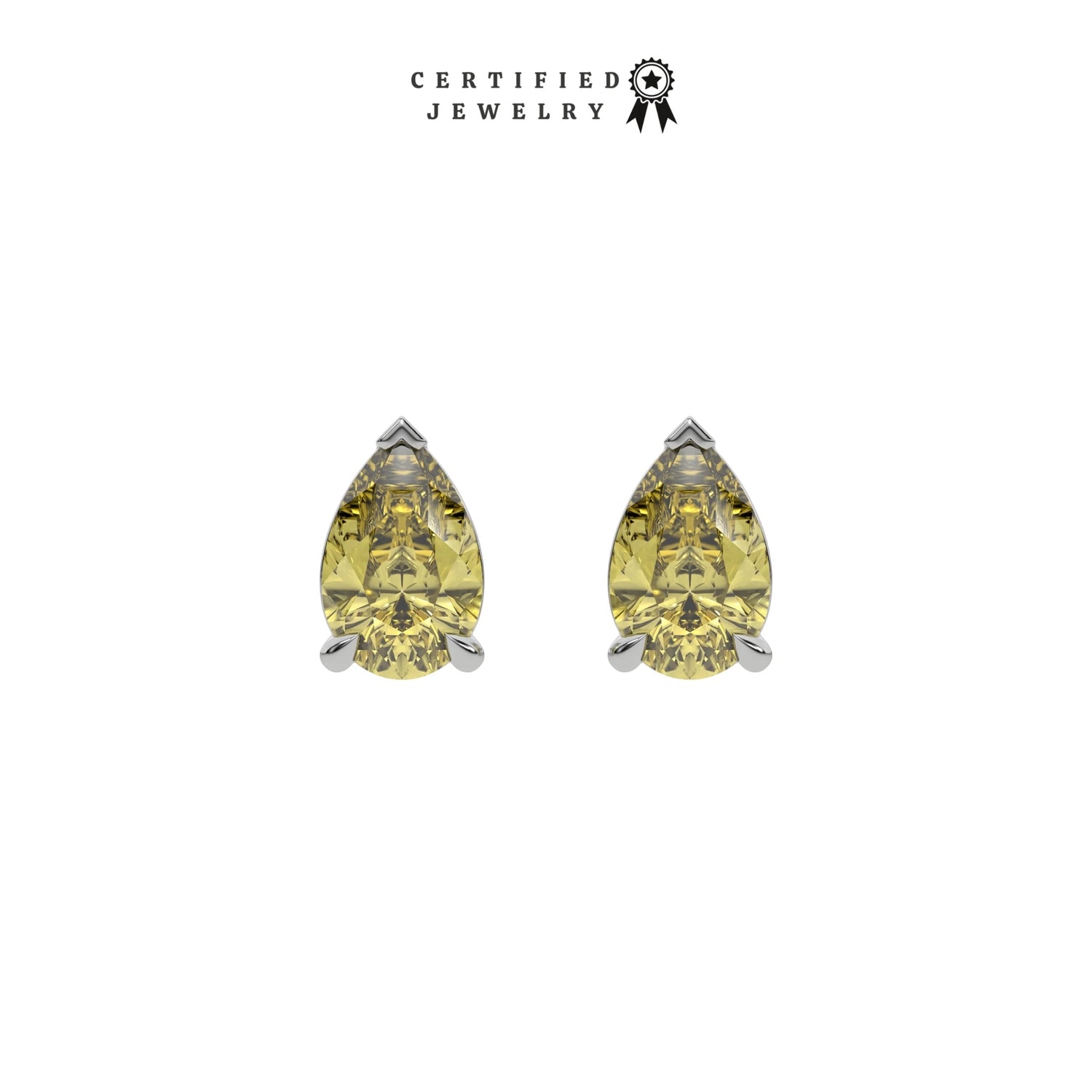 6 CT Fancy Yellow Diamond Pear Cut Earrings