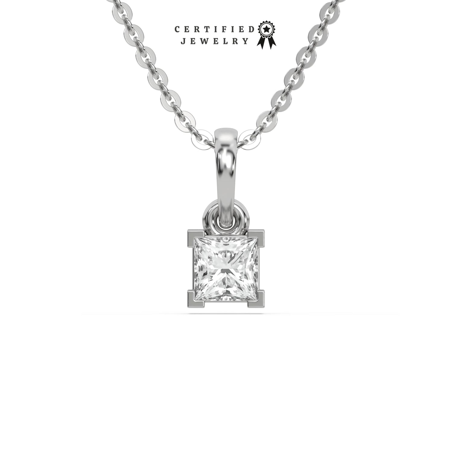 1 CT Men Natural Diamond Princess Solitaire Necklace