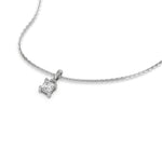 This white gold Princess Solitaire Diamond Necklace made with princess cut diamond in a four v-prong setting with adjustable chain in 3d view