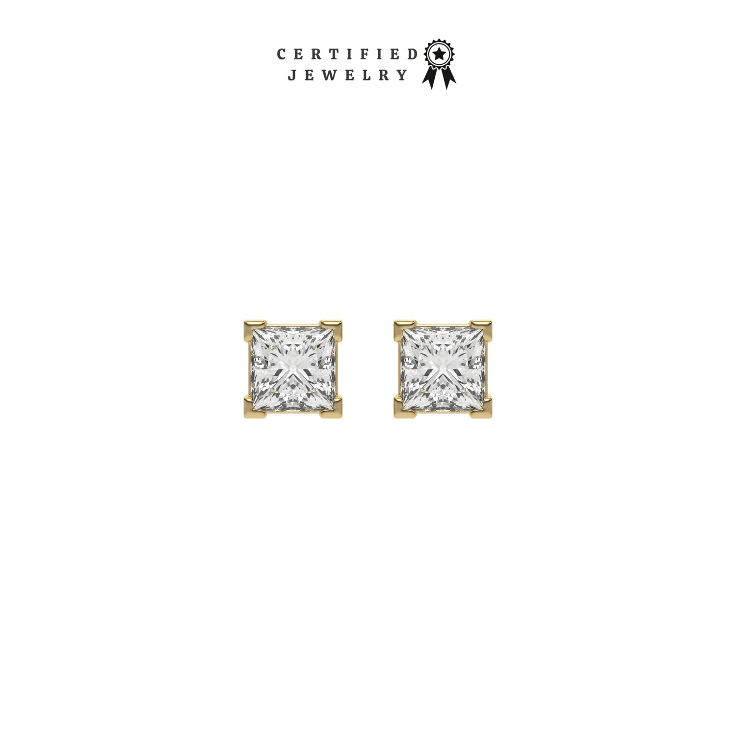 6 CT Lab Diamond Princess Cut Studs Earrings