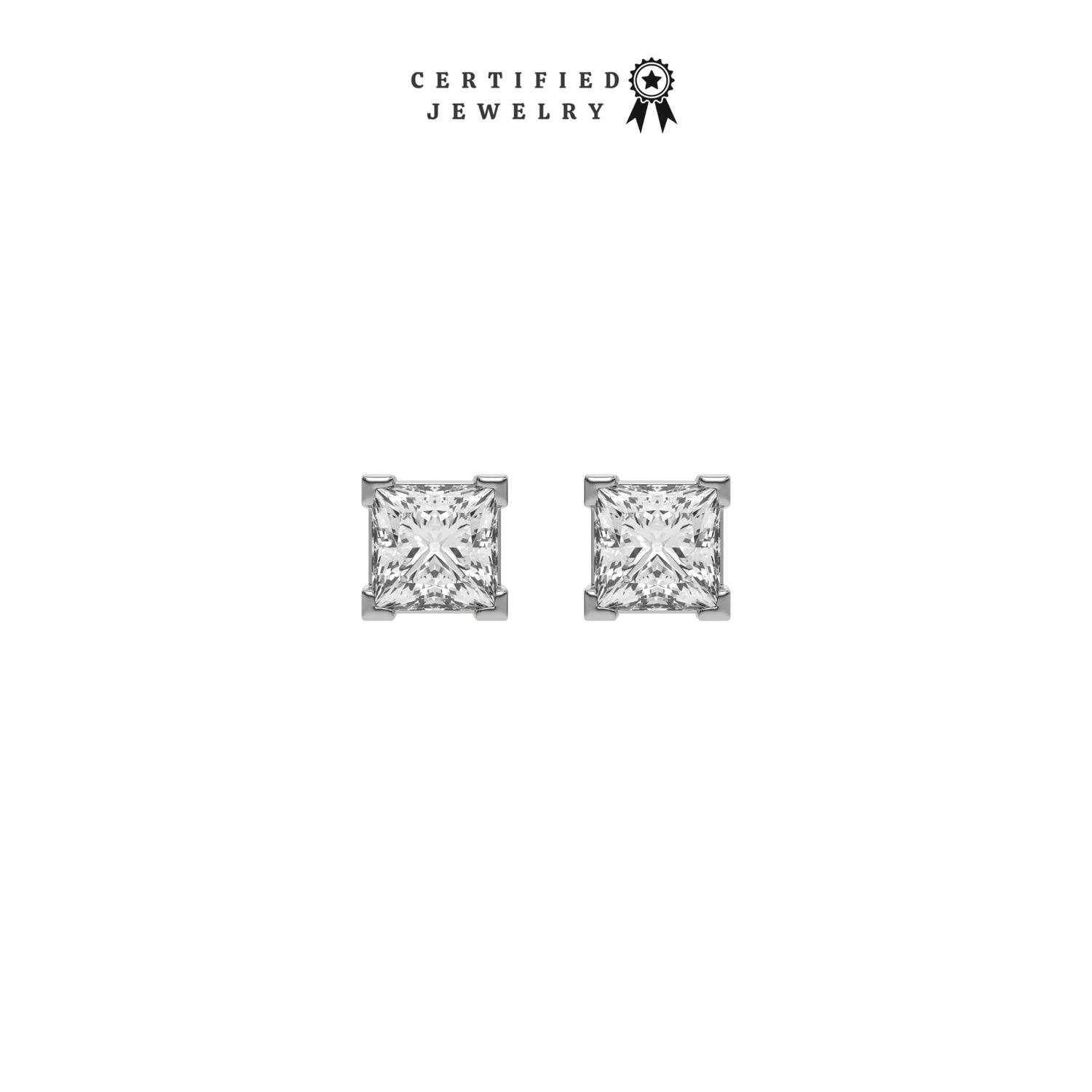 2 CT Men Natural Diamond Princess Cut Solitaire Earrings