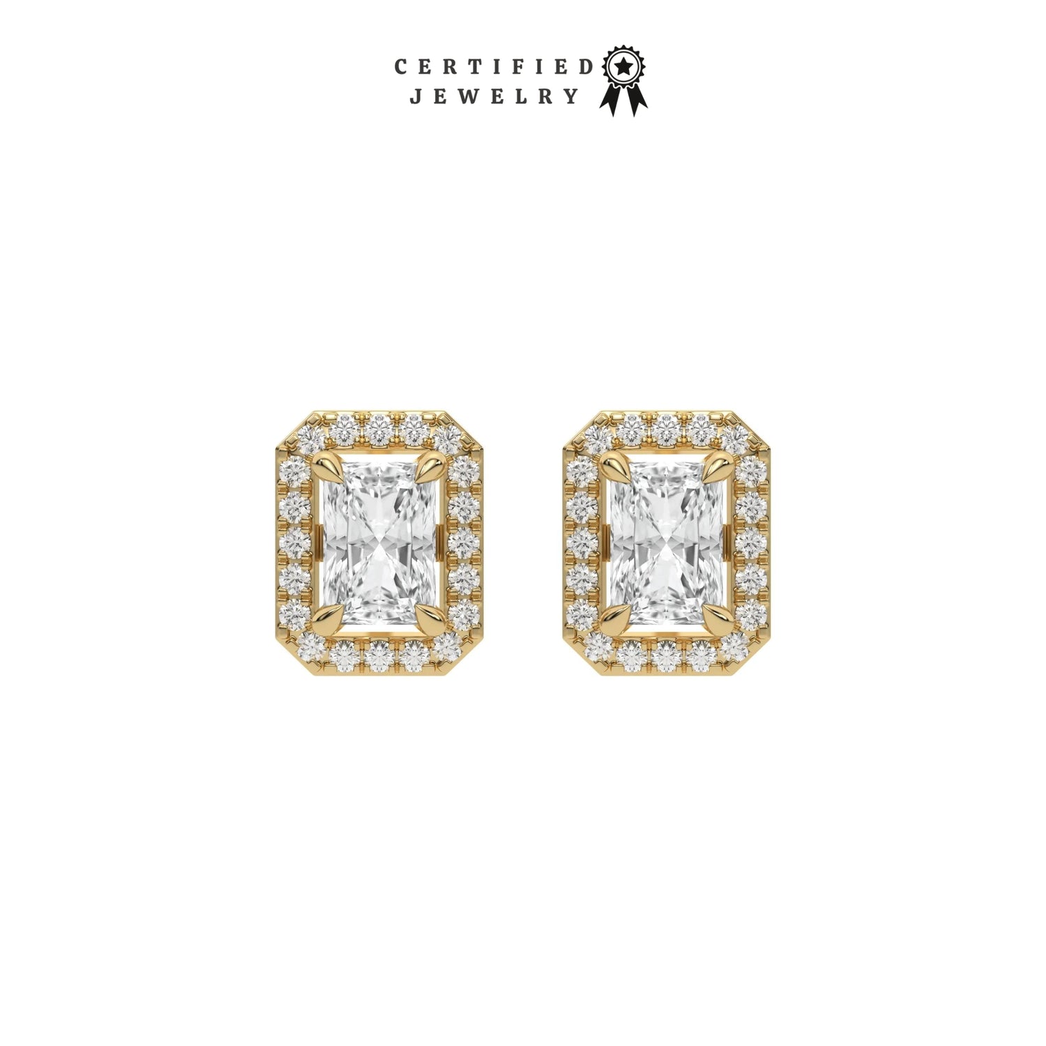 6 CT Lab Diamond Radiant Cut Halo Earrings