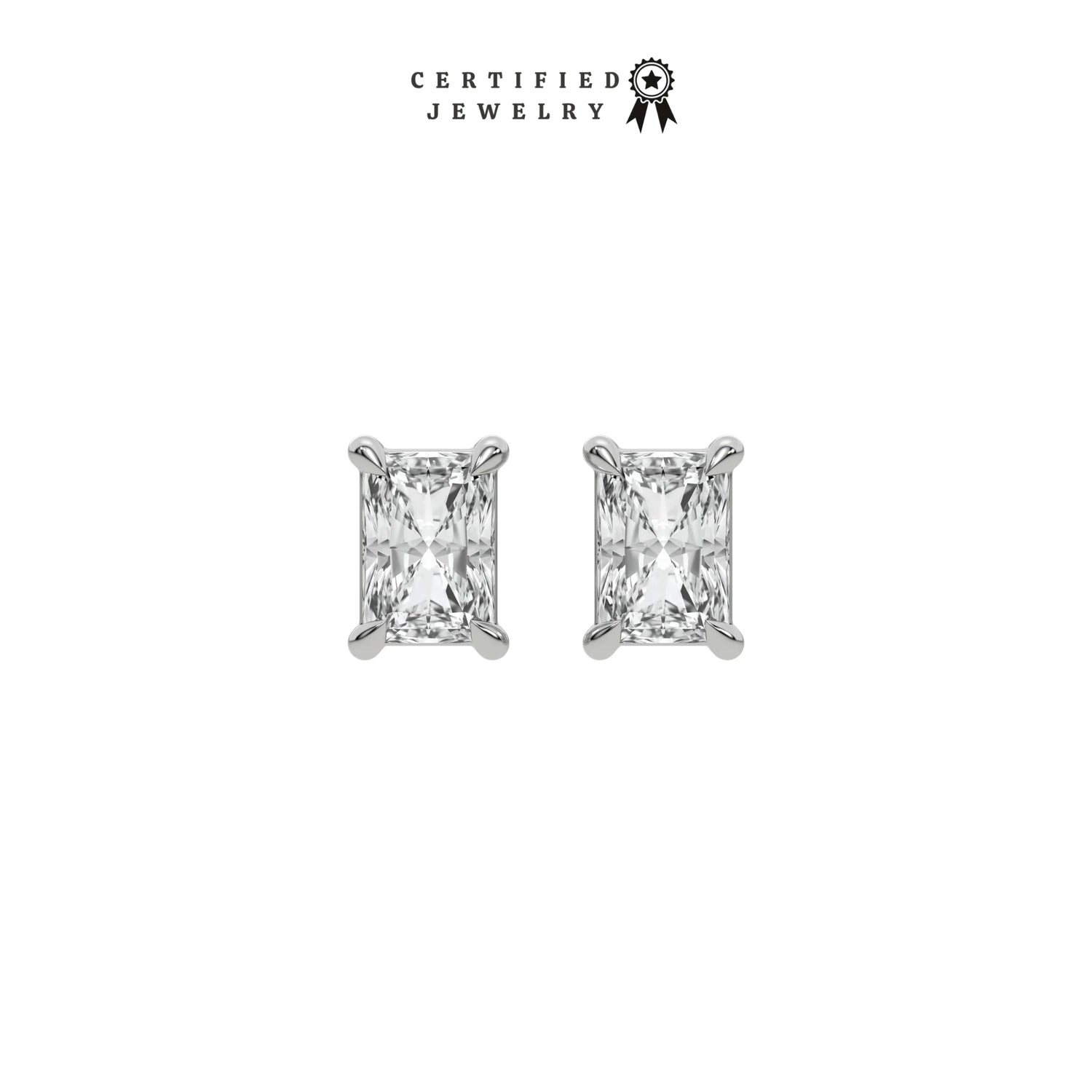 2 CT Natural Diamond Radiant Cut Earrings