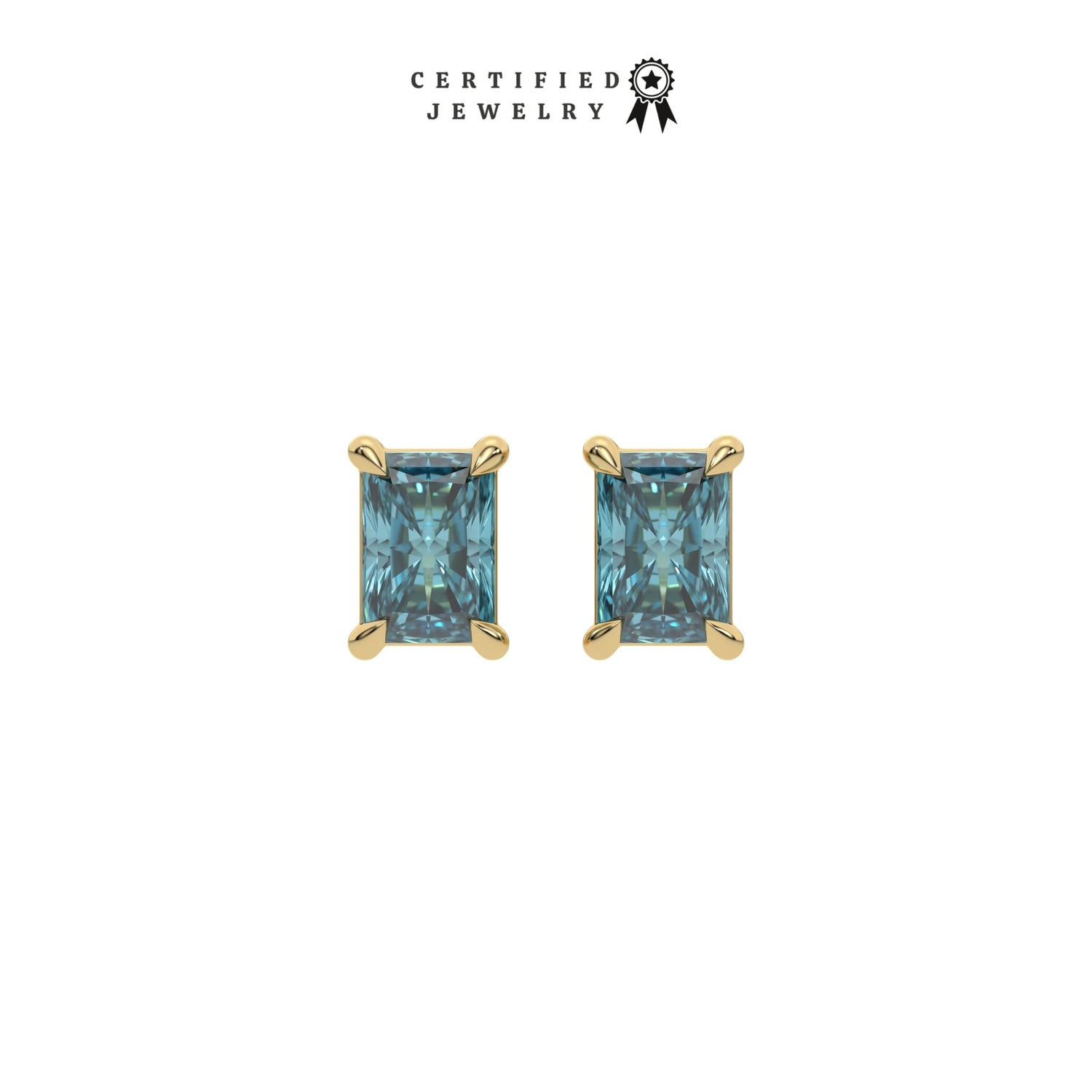 6 CT Fancy Blue Diamond Radiant Cut Earrings