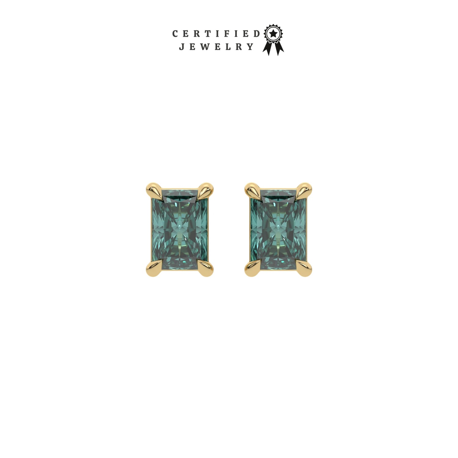 6 CT Fancy Green Diamond Radiant Cut Earrings