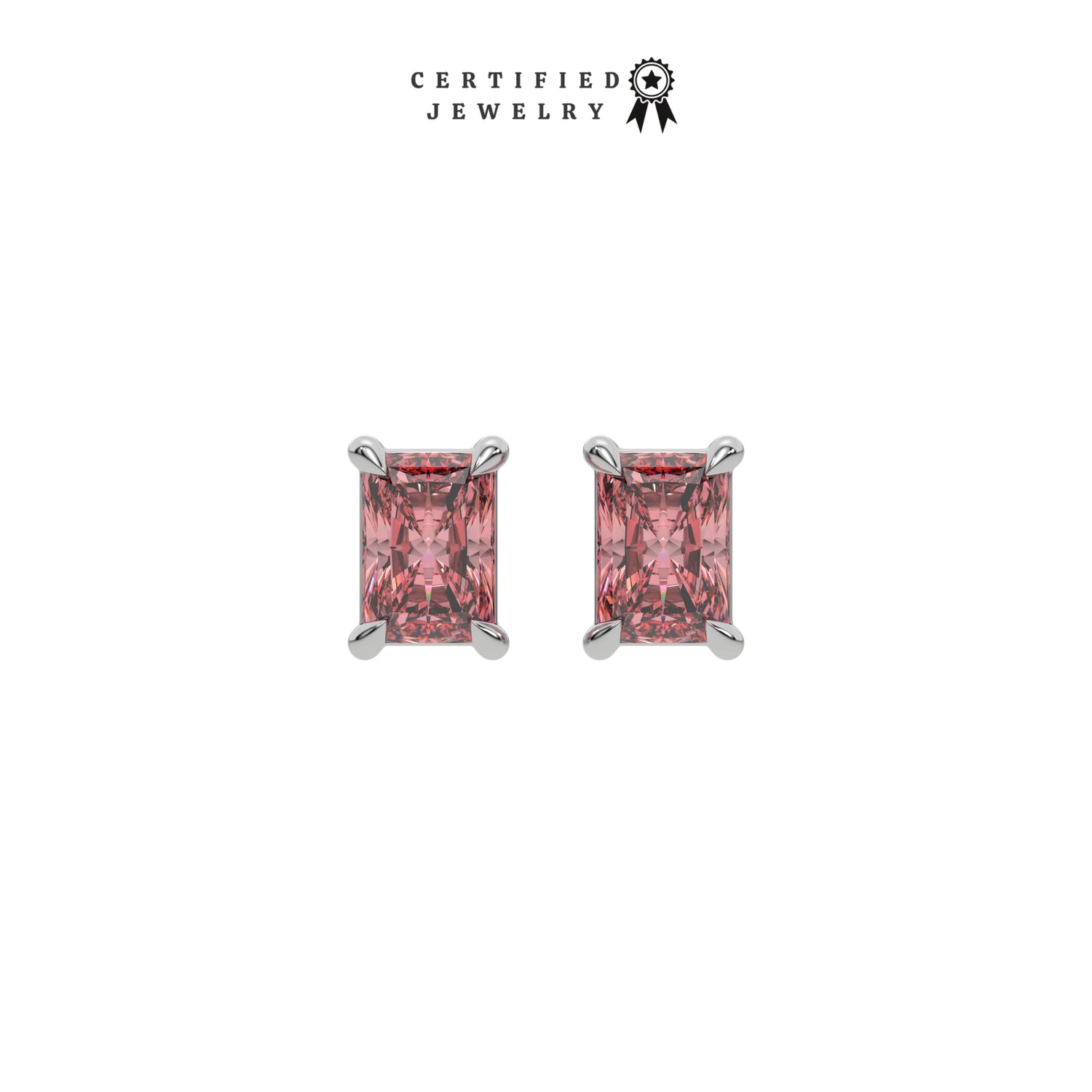 6 CT Fancy Pink Diamond Radiant Cut Earrings