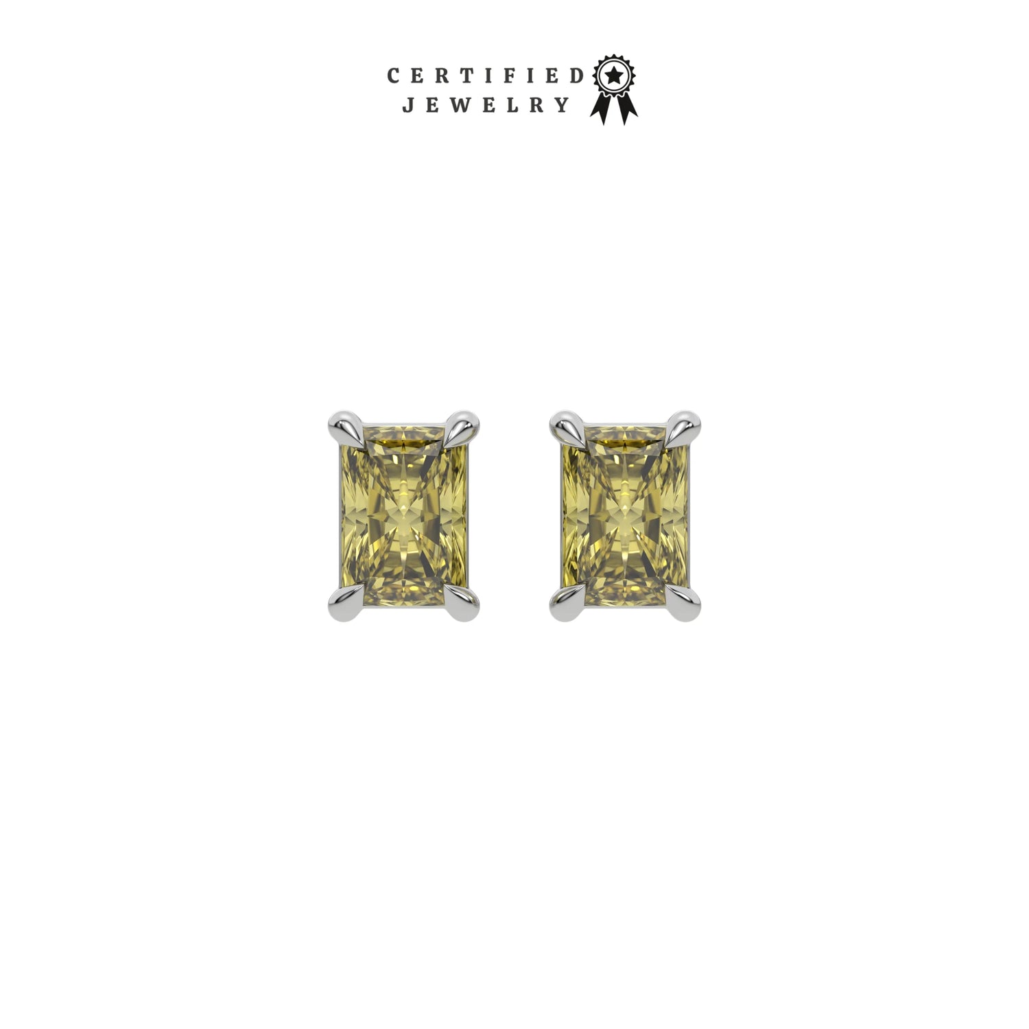 6 CT Fancy Yellow Diamond Radiant Cut Earrings