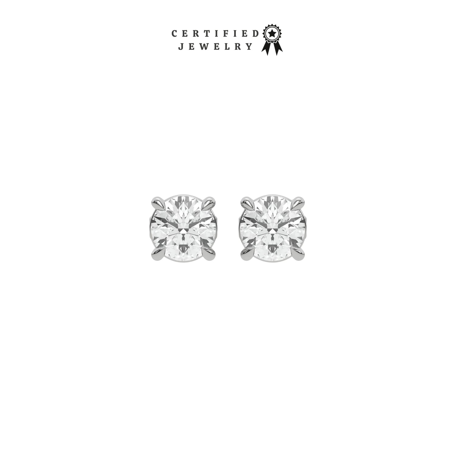 2 CT Men Natural Diamond Round Cut Solitaire Earrings