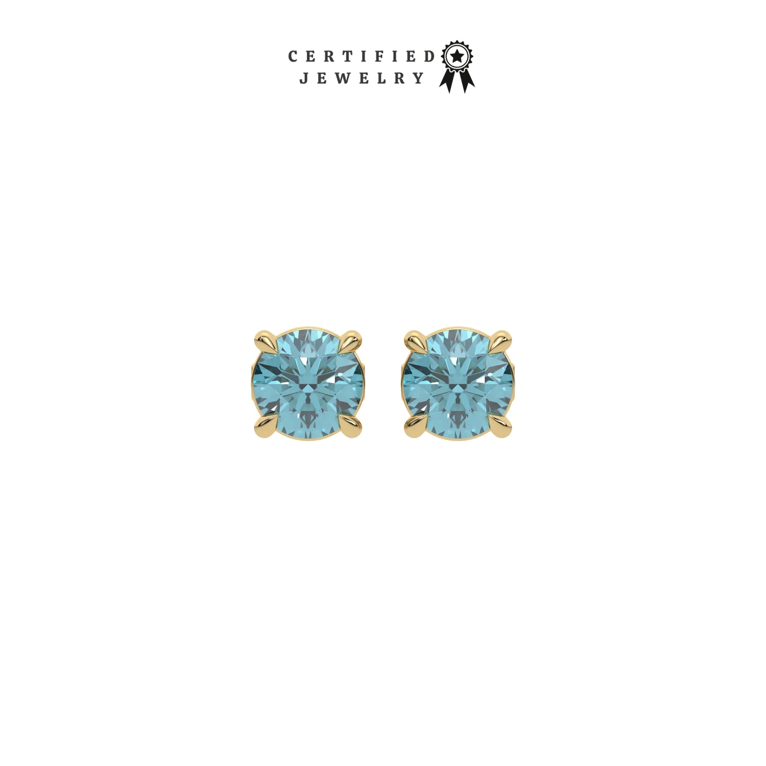 6 CT Fancy Blue Diamond Classic Round Solitaire Earrings