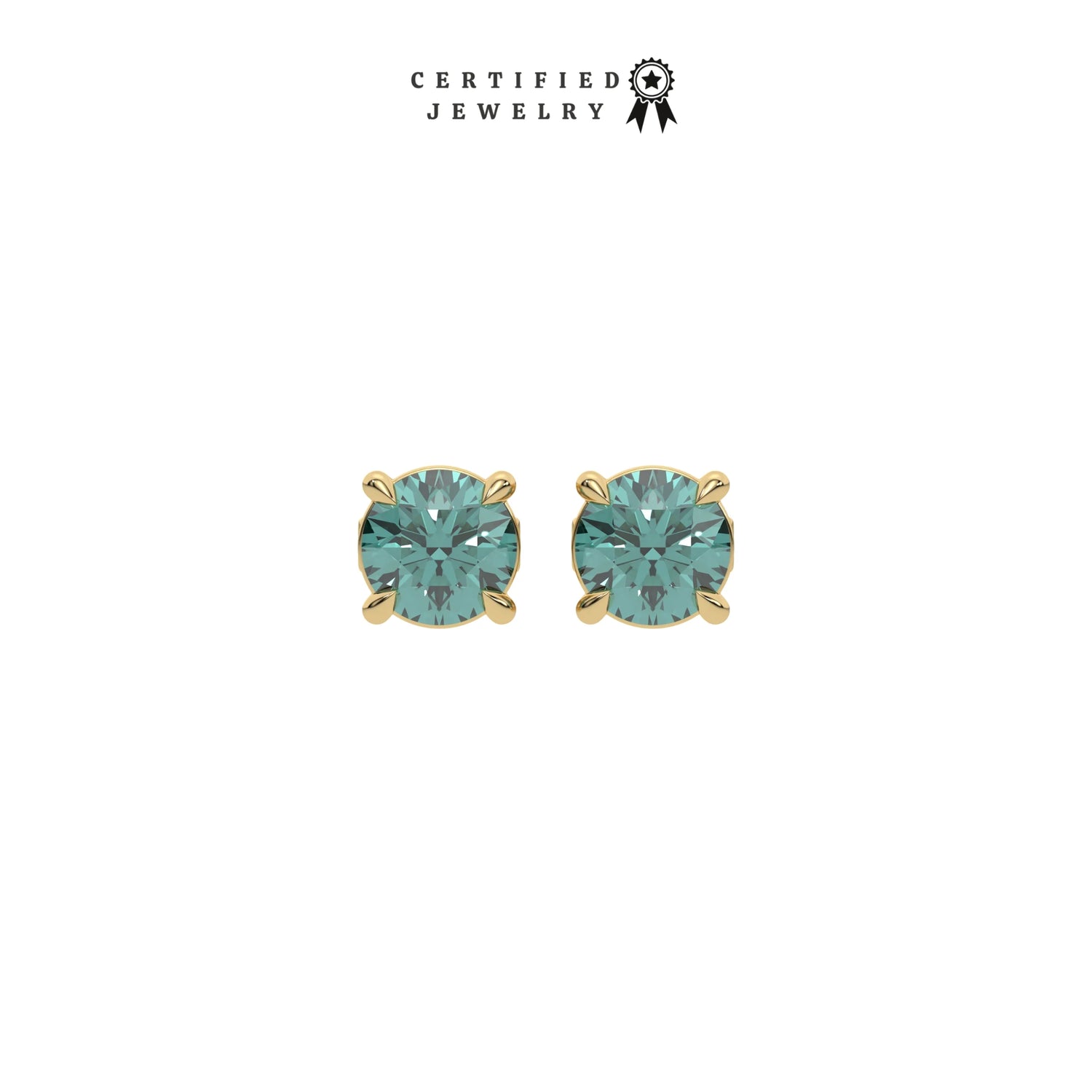 6 CT Fancy Green Diamond Classic Round Solitaire Earrings