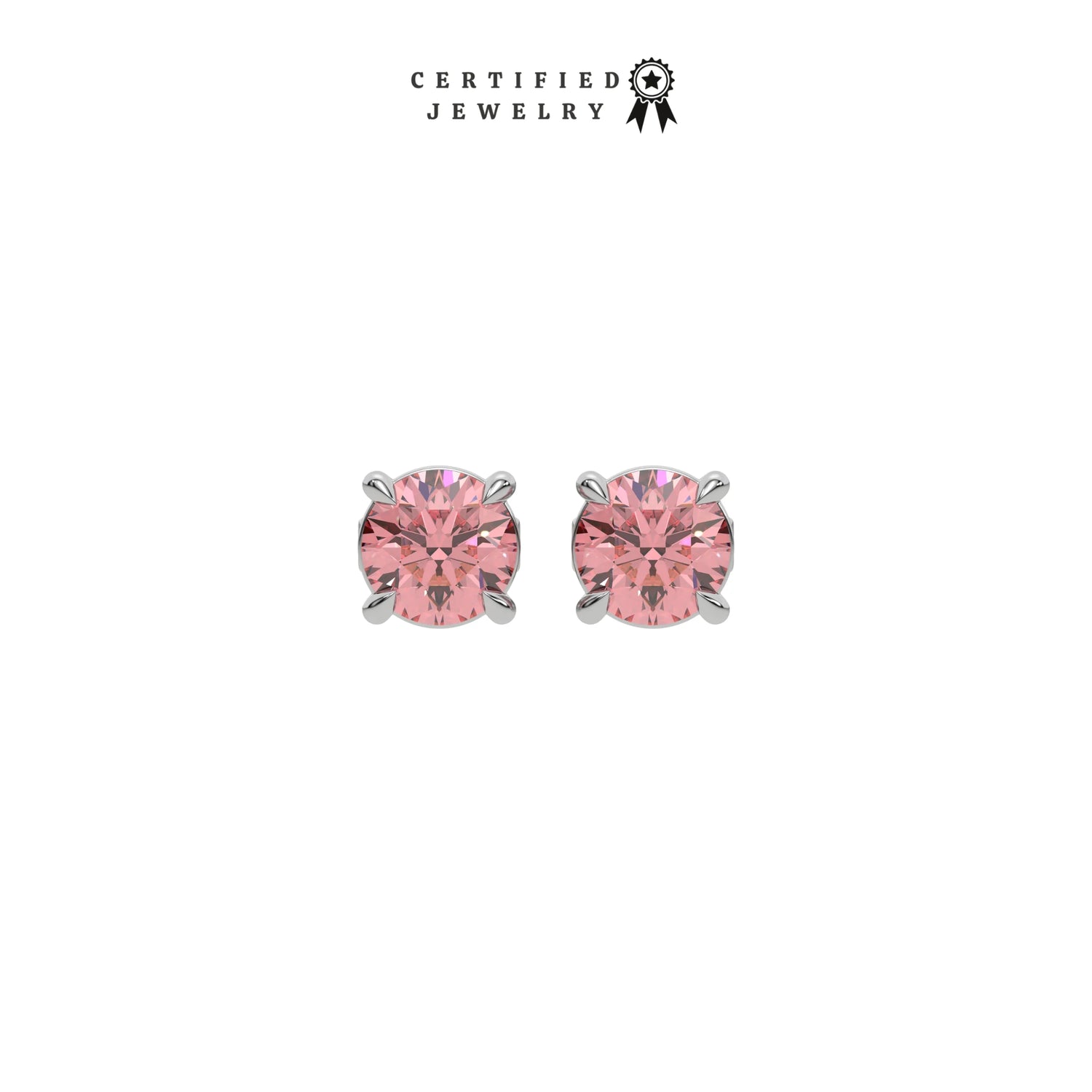 6 CT Fancy Pink Diamond Classic Round Solitaire Earrings