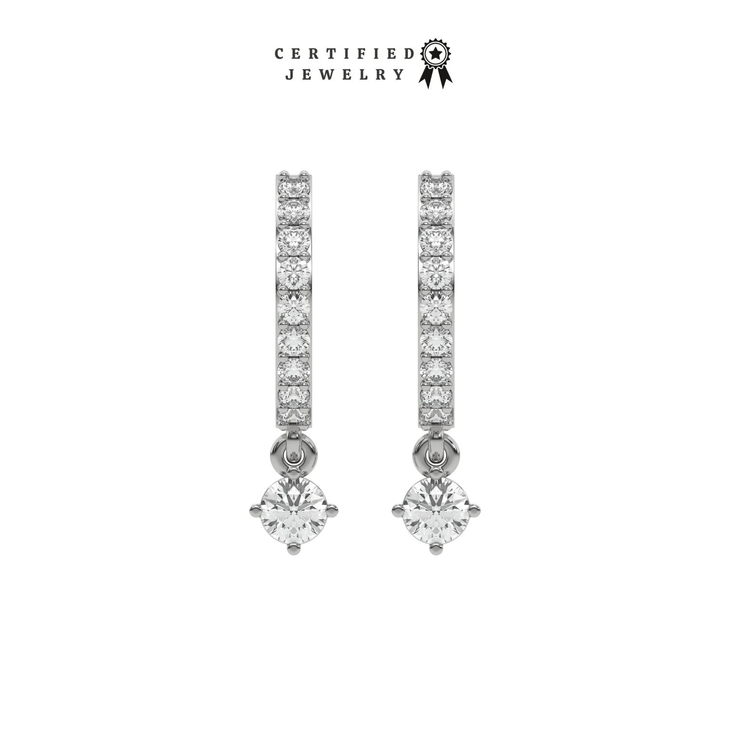 0.40 CT Natural Diamond Round Cut Solitaire Drop Earrings