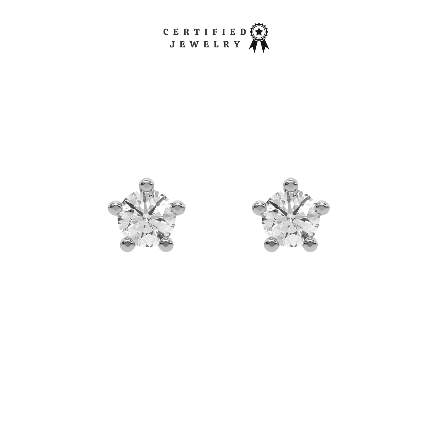 1 CT Classic Natural Diamond Round Solitaire Earrings