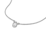 This white gold Pear Solitaire Diamond Necklace made with a pear cut diamond in bezel setting with adjustable chain in 3d view