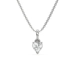 This white gold Heart Solitaire Diamond Necklace made with a heart cut diamond in a four prong setting with adjustable chain in top view