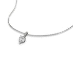 This white gold Heart Solitaire Diamond Necklace made with a heart cut diamond in a four prong setting with adjustable chain in 3d view