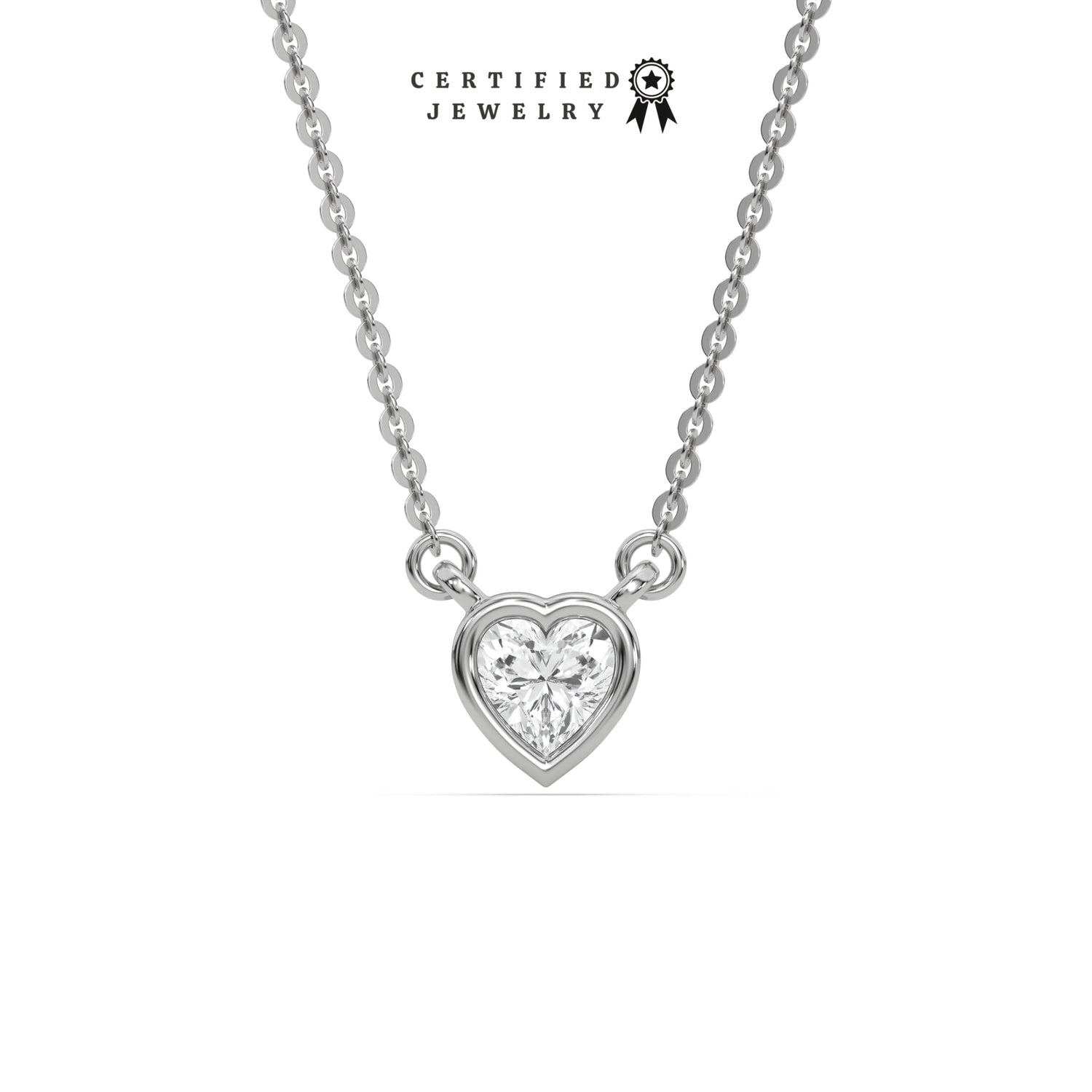 1 CT Natural Diamond Bezel Heart Solitaire Necklace