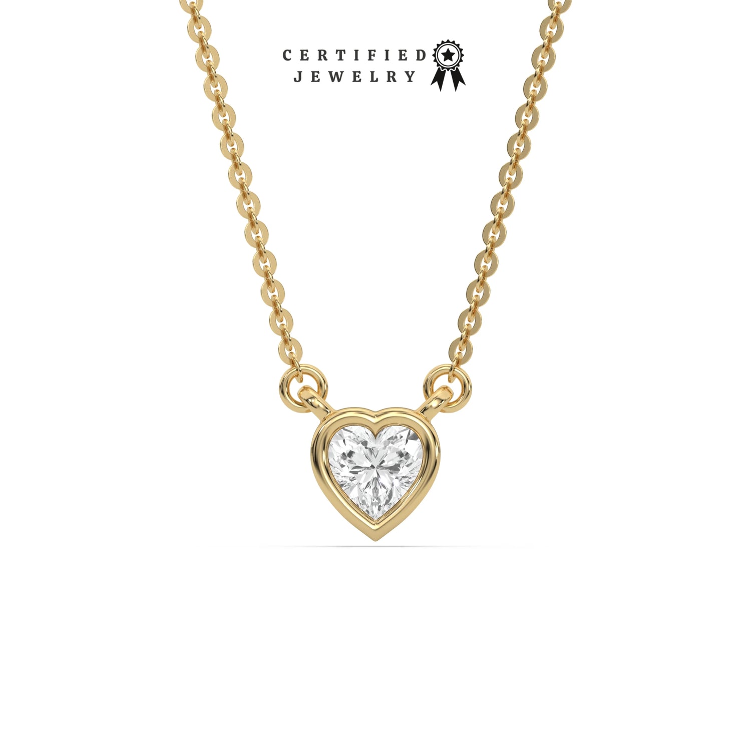 1 CT Lab Diamond Small Bezel Heart Solitaire Necklace