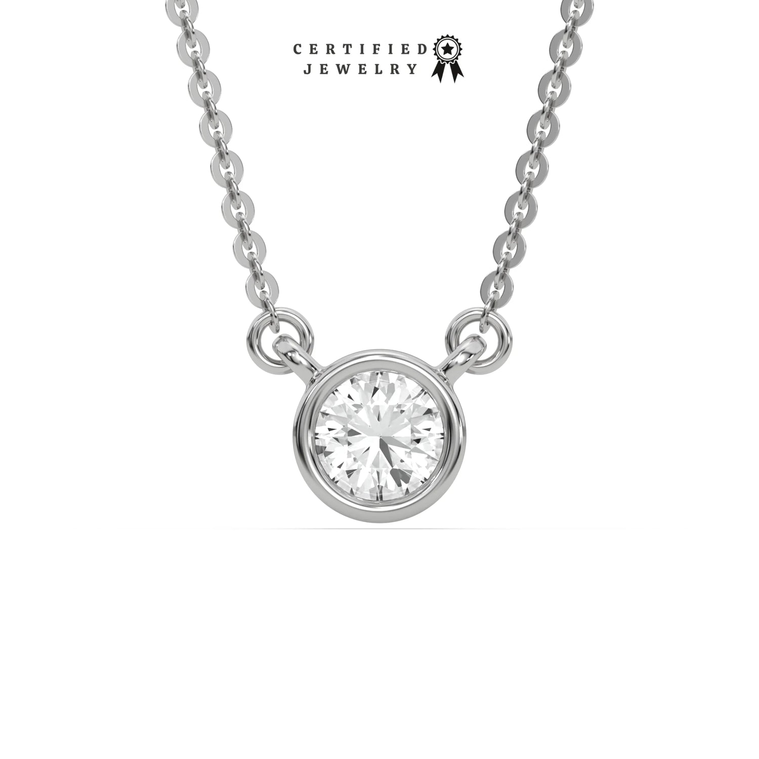 1 CT Men Natural Diamond Bezel Round Solitaire Necklace