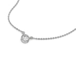 This white gold Round Solitaire Diamond Necklace made with a round brilliant-cut diamond in bezel setting with adjustable chain in 3d view