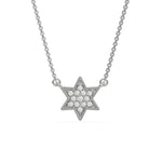 This white gold Star Diamond Necklace made with round brilliant-cut diamonds and set in pave setting in top view