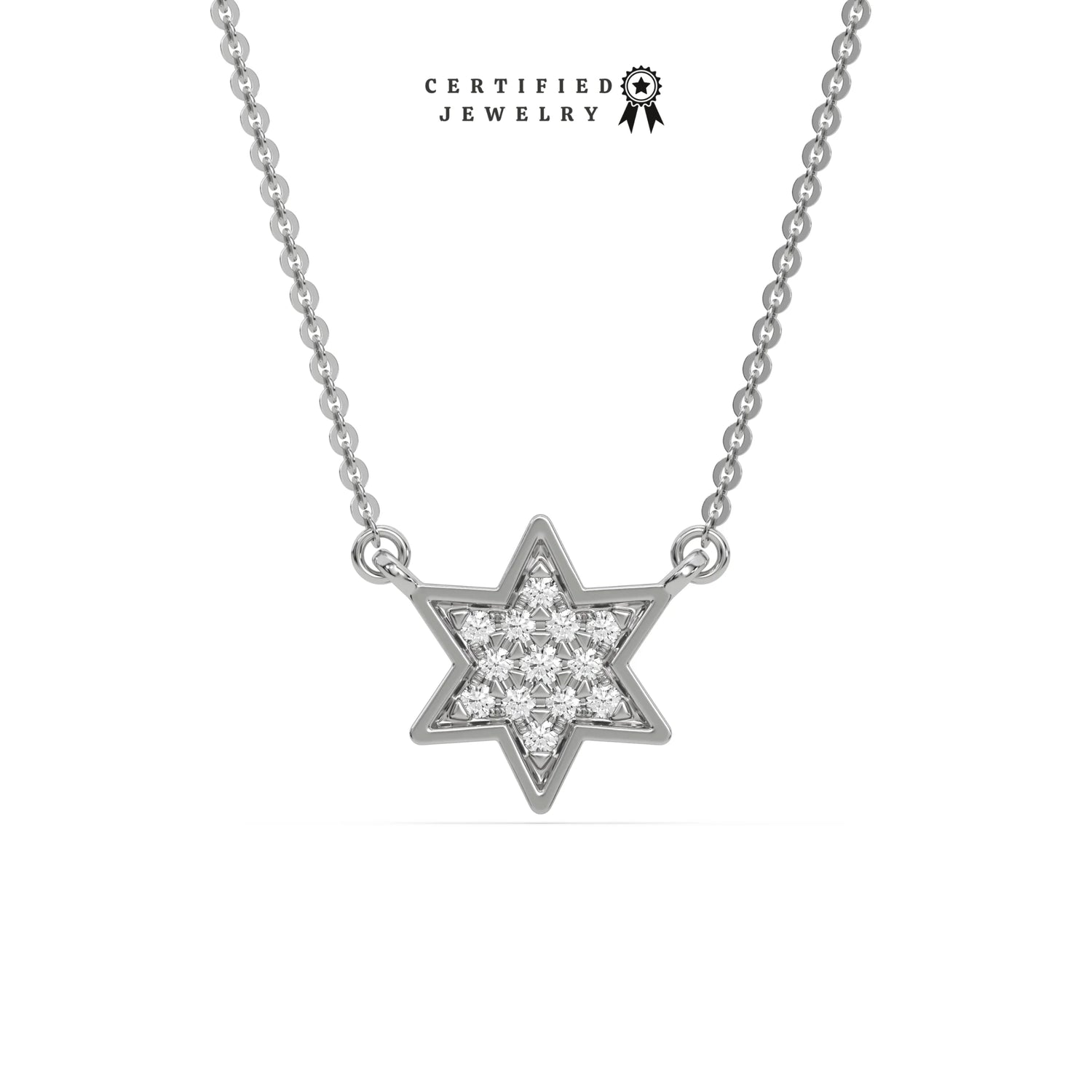 0.14 CT Natural Diamond Star Shaped Necklace