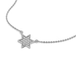 This white gold Star Diamond Necklace made with round brilliant-cut diamonds and set in pave setting in 3d view