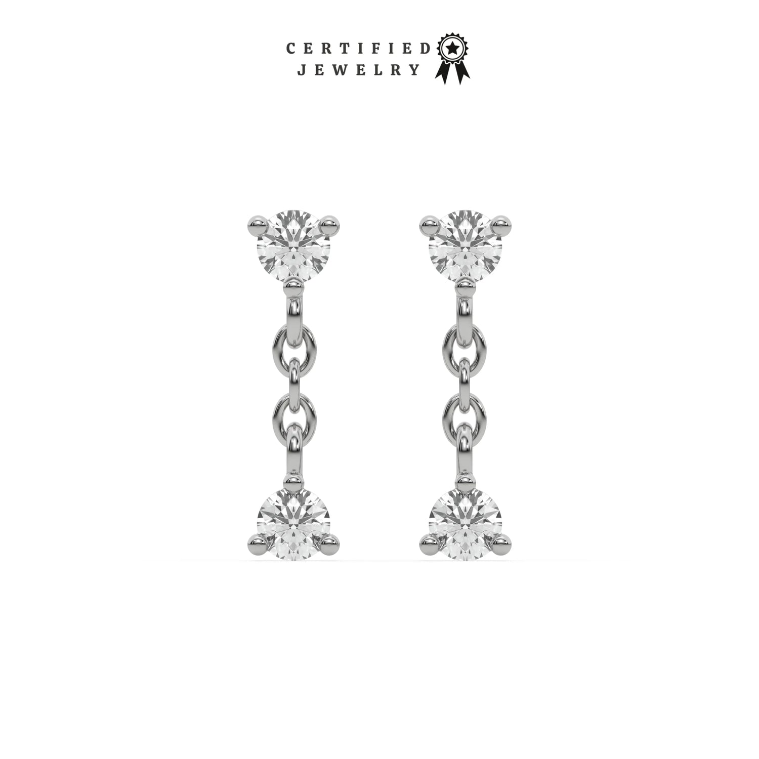 0.33 CT Natural Diamond Station Drop  Earrings