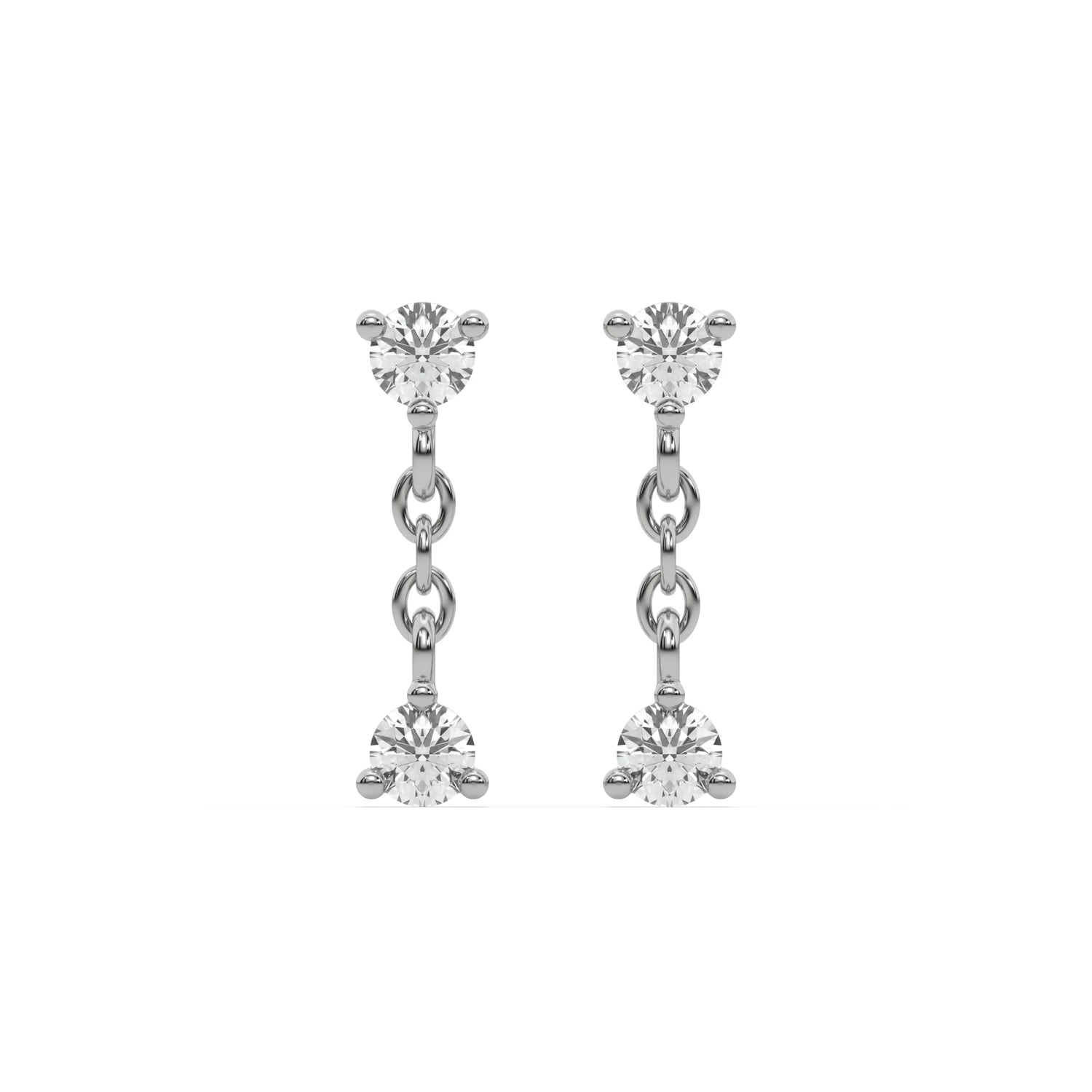 0.33 CT Natural Diamond Station Drop  Earrings