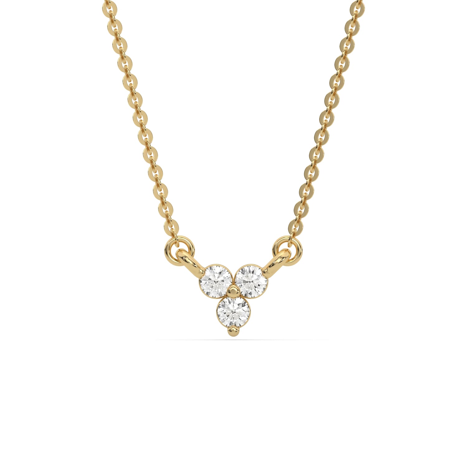 18K Yellow Gold Trio Round Diamond Necklace