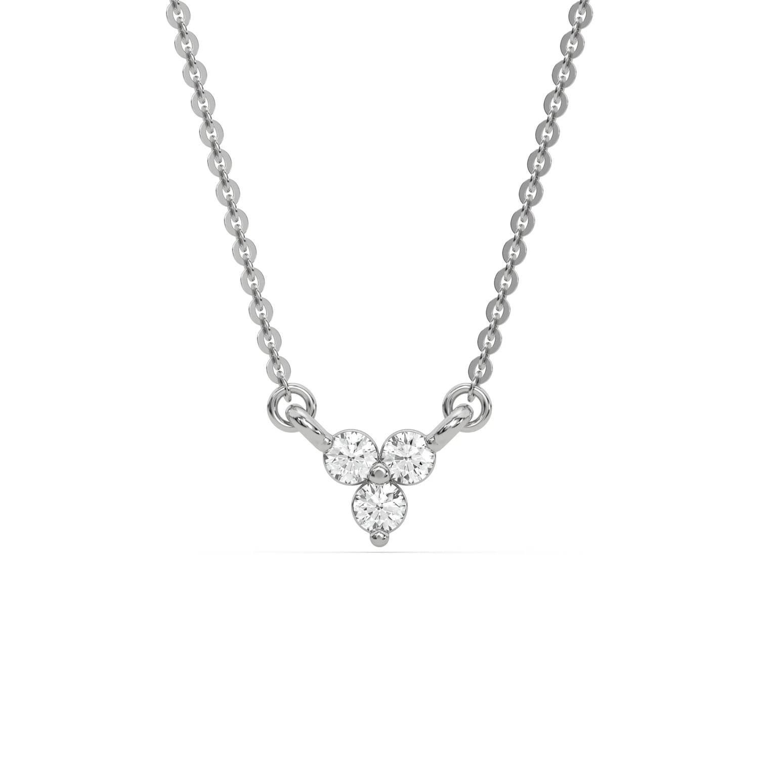 18K White Gold Trio Round Diamond Necklace