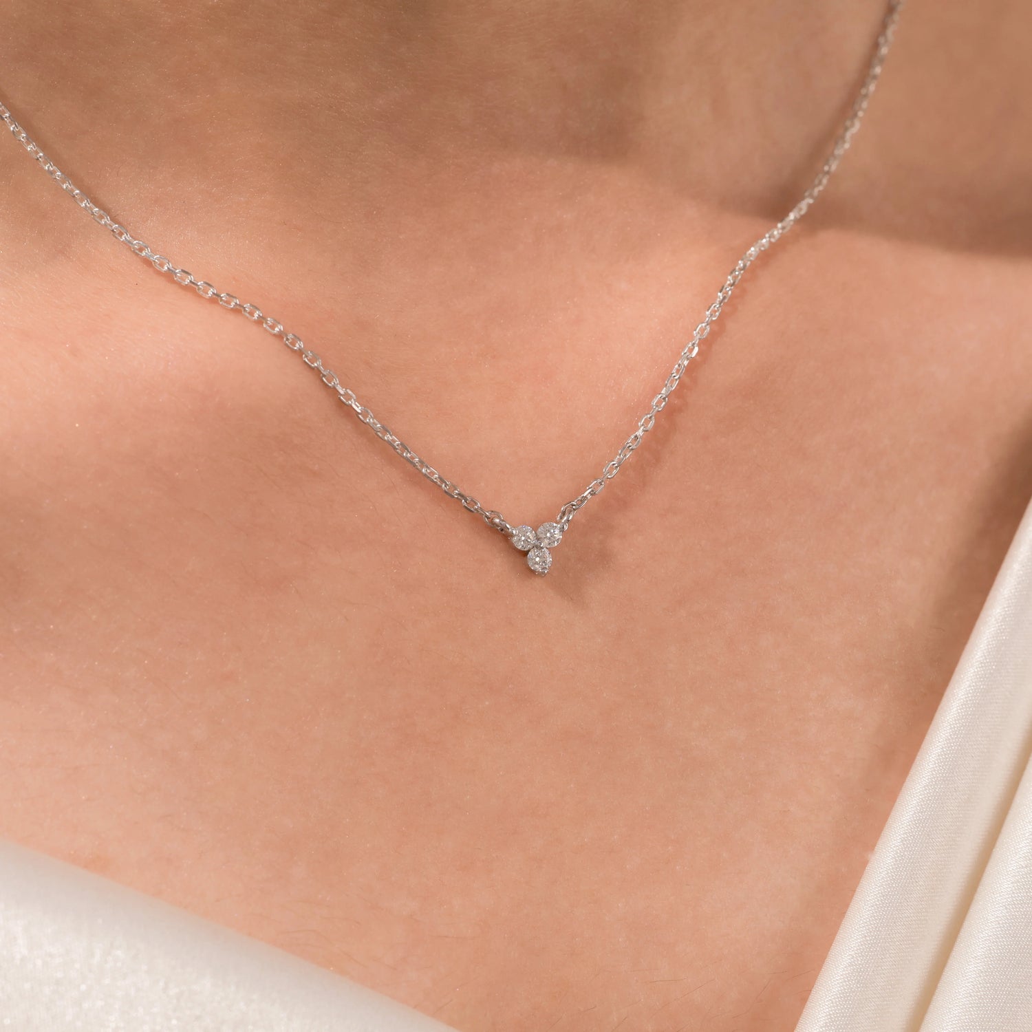 0.15 CT Natural Classic Round Diamond Trio Necklace