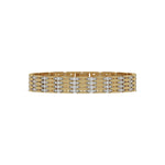 This yellow gold Diamond link bracelet features 4.35 CT of round cut diamonds set in a prong setting in top view