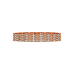 This rose gold Diamond link bracelet features 4.35 CT of round cut diamonds set in a prong setting in top view