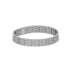 This white gold Diamond link bracelet features 4.35 CT of round cut diamonds set in a prong setting in side view