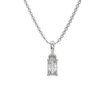 This white gold Radiant Solitaire Diamond Necklace made with radiant cut diamond in a four prong setting with adjustable chain in top view