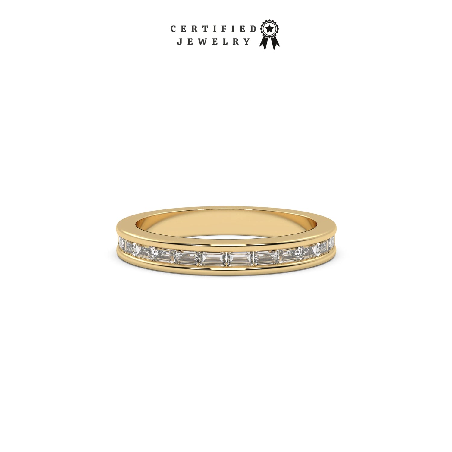 18K Yellow Gold Baguette Diamond Ring