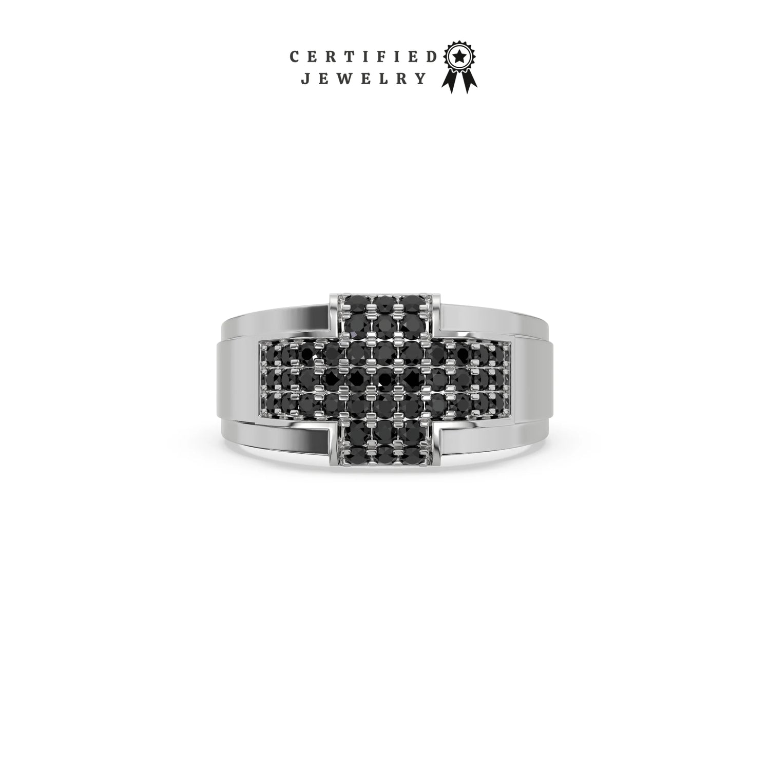 0.71 CT Black Natural Diamond Cross Ring