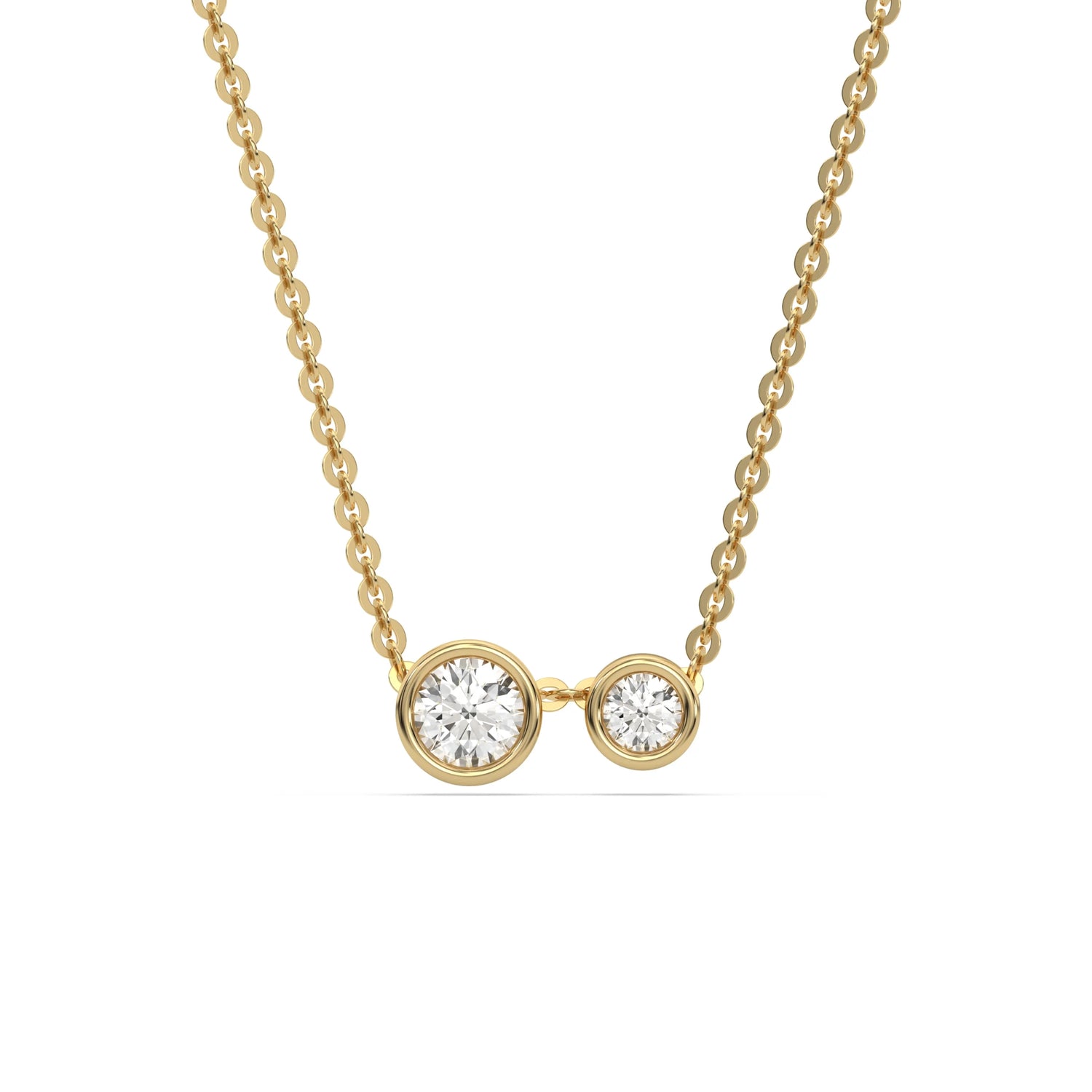 18K Yellow Gold Duo Round Diamond Necklace
