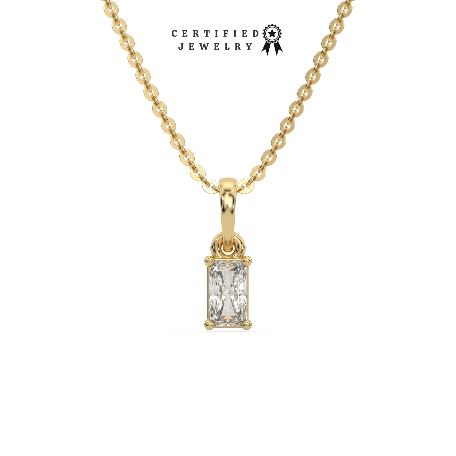 1 CT Lab Diamond Mini Radiant Solitaire Necklace