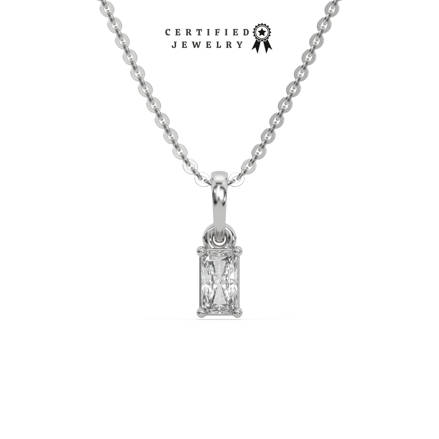 1 CT Natural Diamond Radiant Solitaire Necklace