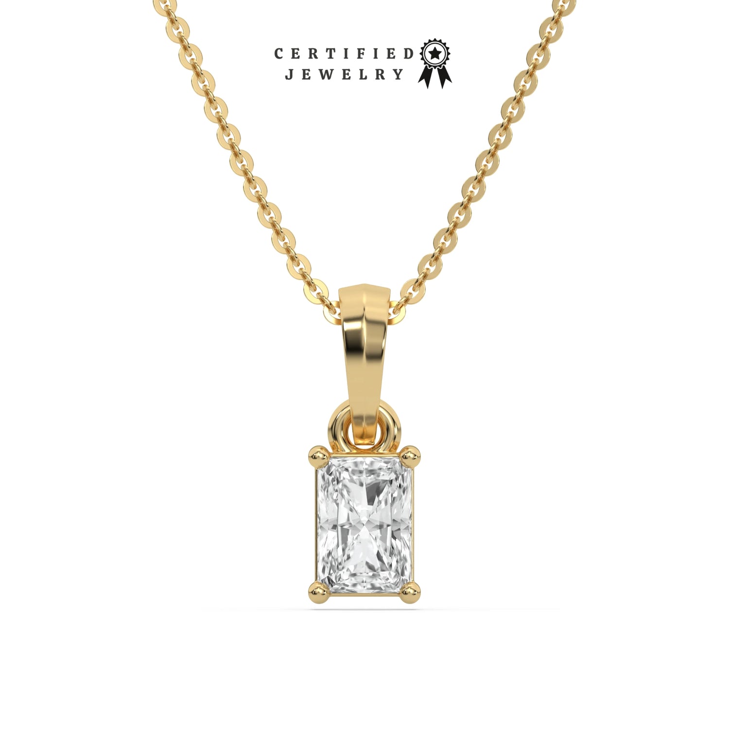 3 CT Lab Diamond Radiant Solitaire Necklace