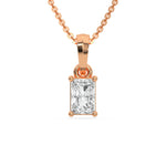 18K Rose Gold Radiant Solitaire Diamond Necklace