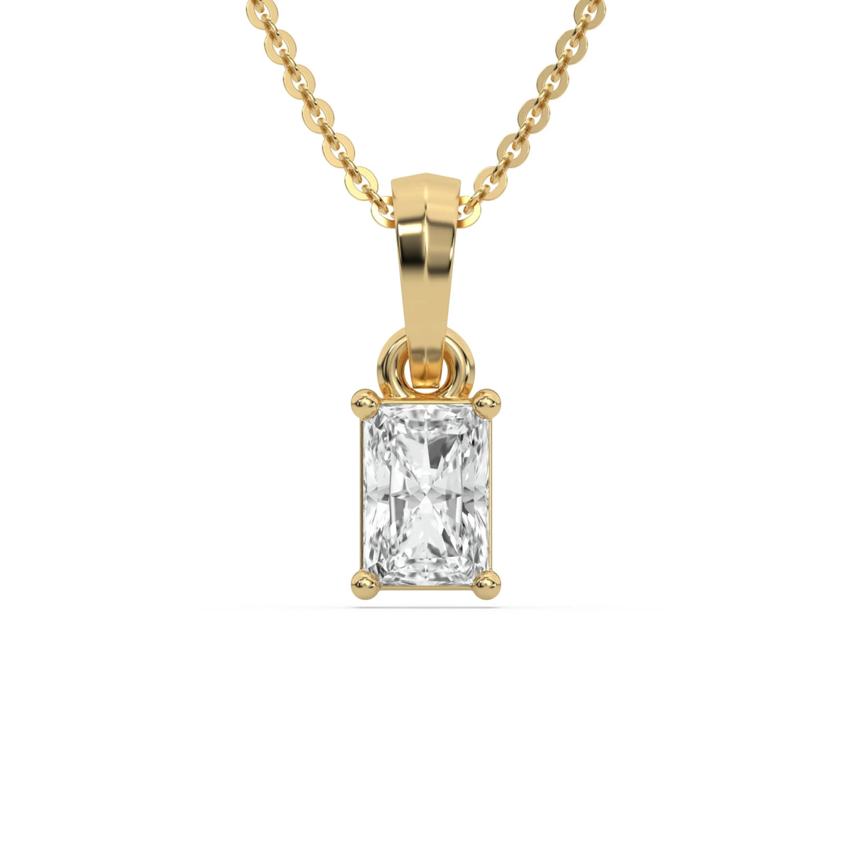 18K Yellow Gold Radiant Solitaire Diamond Necklace