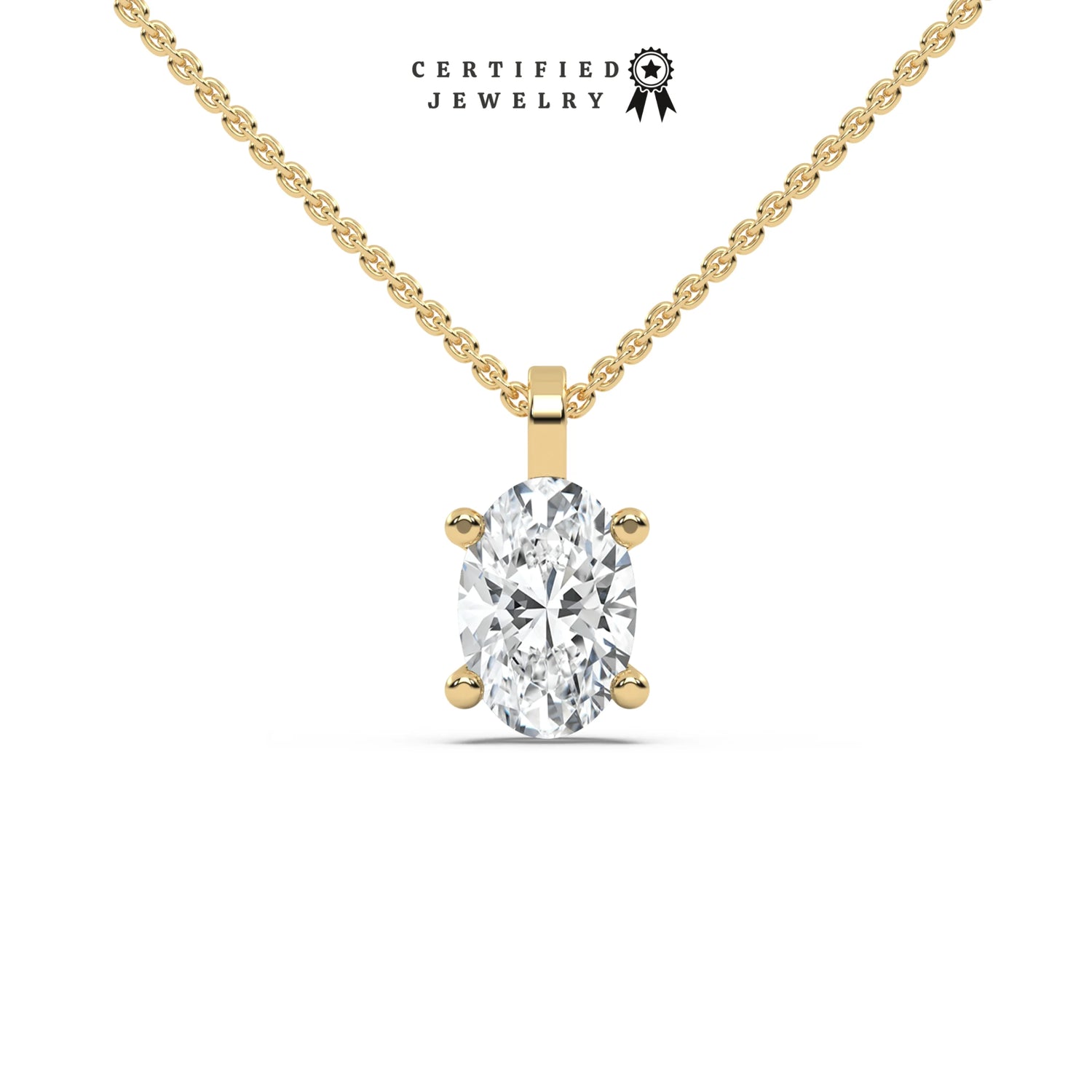 3 CT Lab Diamond Oval Solitaire Necklace