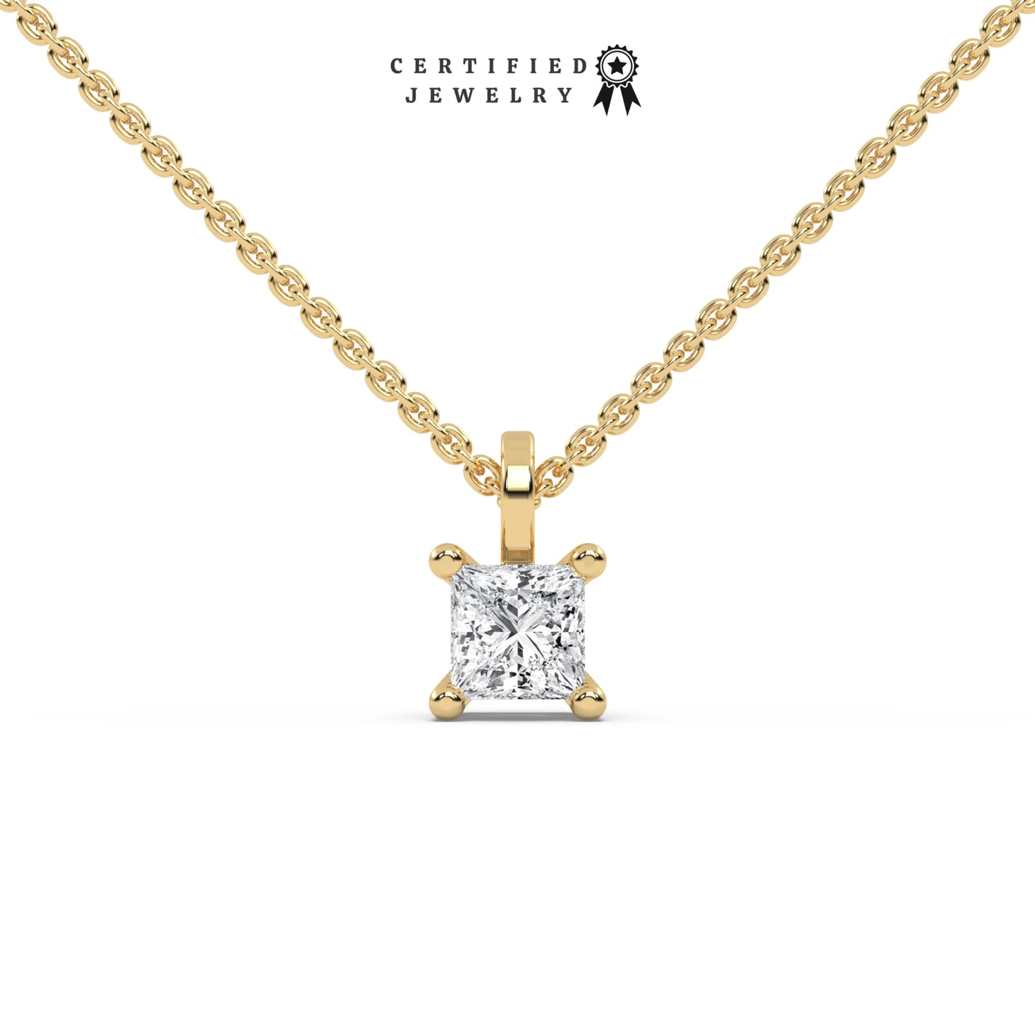 1 CT Lab Diamond Princess Solitaire Pendant