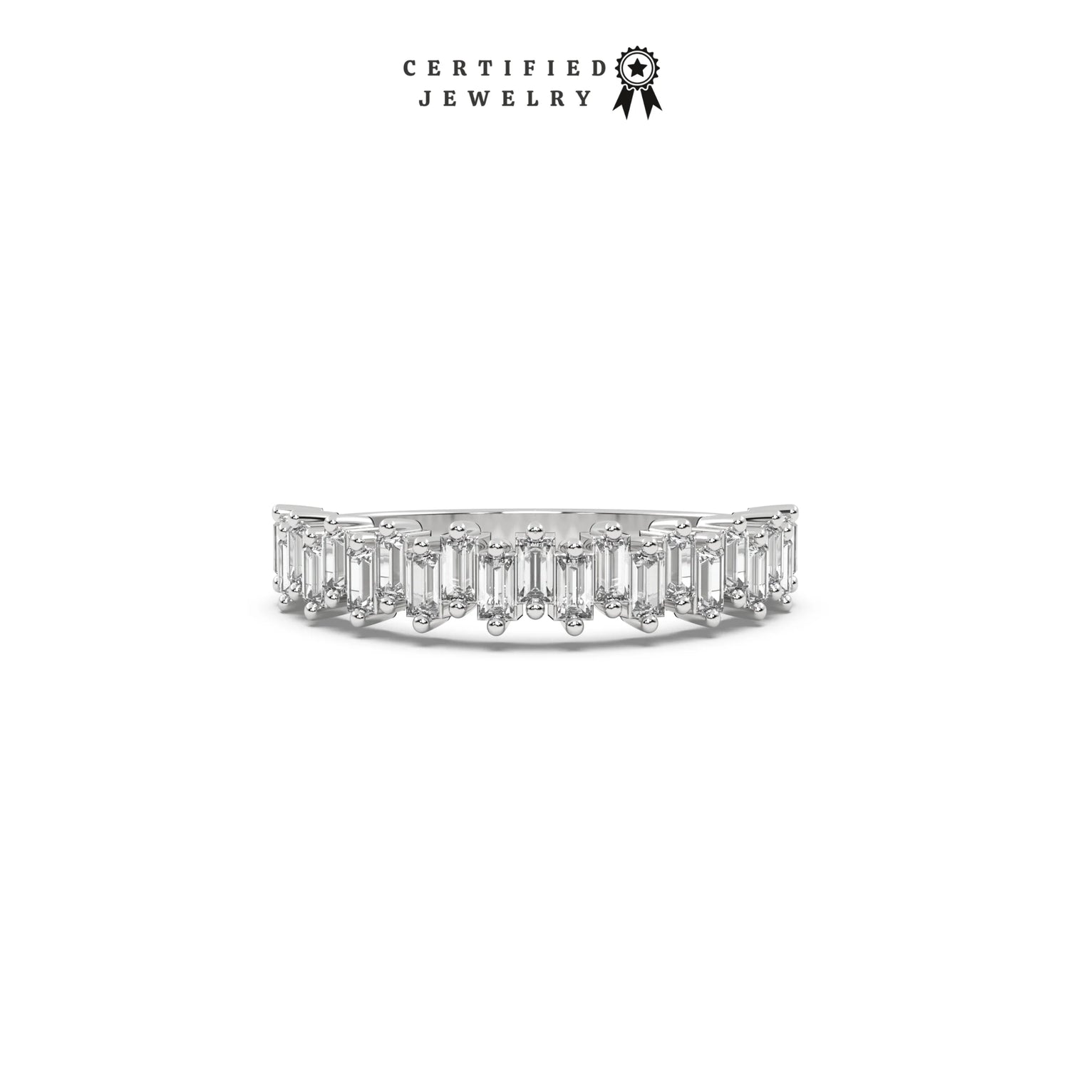 0.32 CT Natural Diamond Prong Set Baguette Ring